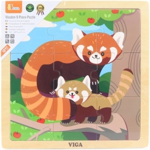 VIGA wooden puzzle – red panda, 9 pieces