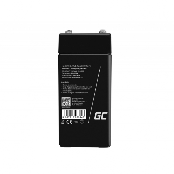 Onderhoudsvrije batterij AGM VRLA Green Cell AGM37 4V 4Ah (voor alarm, kassa, speelgoed)