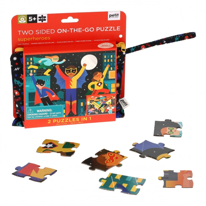 Dubbelzijdige puzzel Superhelden van Petit Collage