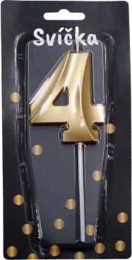Party Candle Gold Number 4