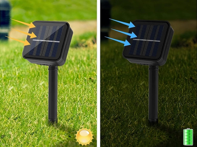 Zonnige tuinslinger met veelkleurige LED-lampjes