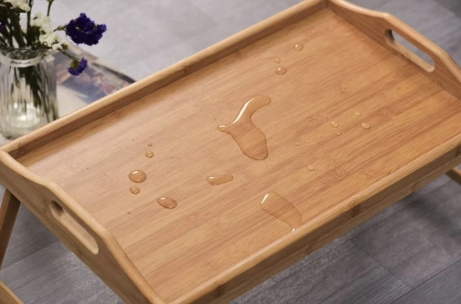Table pliante en bambou pour lit avec fonction ordinateur portable