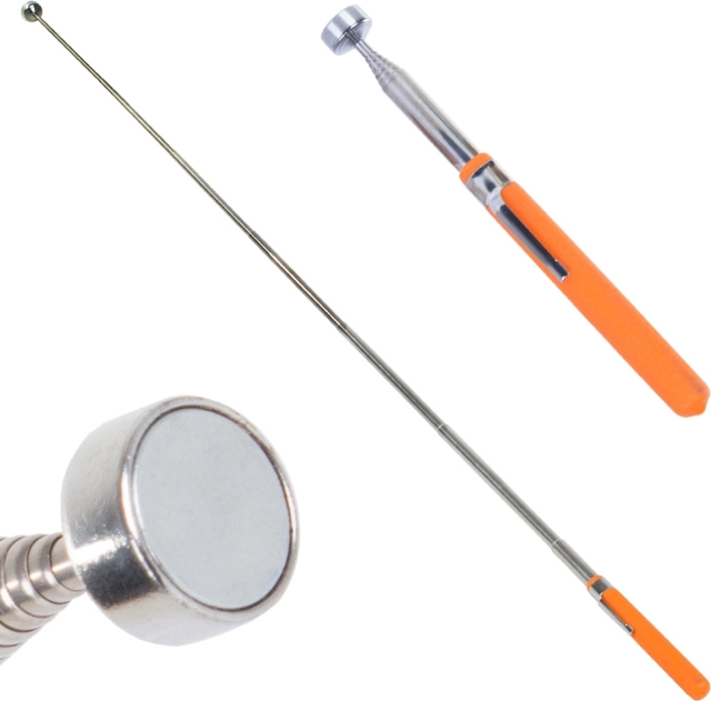 Telescopische magnetische oppikker met clip, 15,5–83,5 cm, oranje handgreep