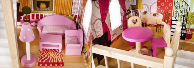 Houten poppenhuis met meubels 90 cm
