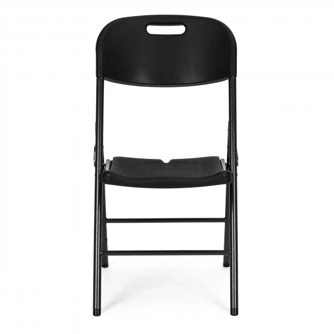 Set of 2 Folding Chairs ModernHome, Metal Frame, HDPE, Black