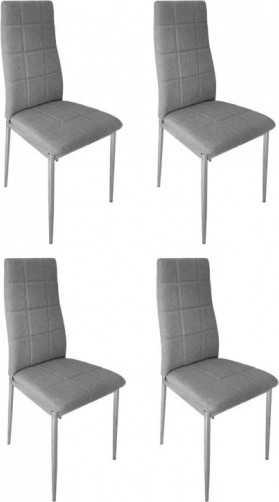 Set van 4 gestoffeerde stoelen voor eetkamer en woonkamer, grijs