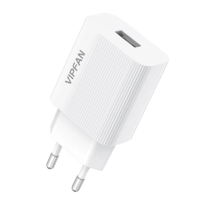 Wandoplader VFAN E01, 1x USB, 2,4 A (wit)
