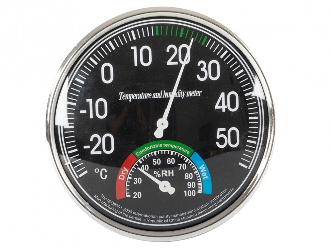 Analoge binnen hygrometer en thermometer zwart