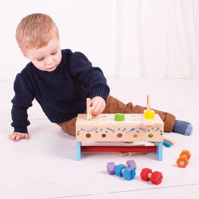 Établi en bois et caisse à outils 2 en 1 Bigjigs Toys