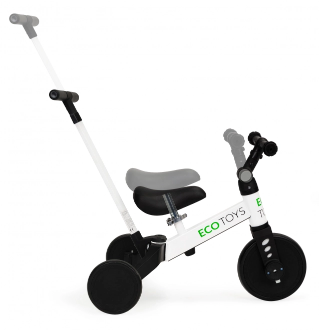 Drielingfiets loopfiets met duwstang 2 in 1