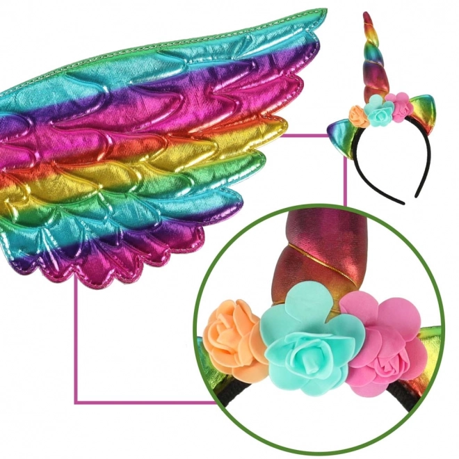 Eenhoorn kostuum met een regenboogrok en haarband