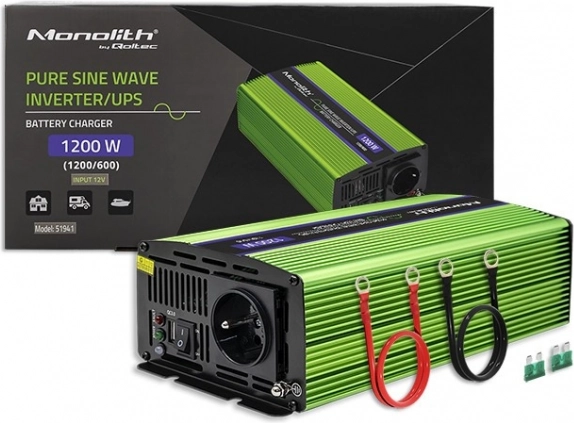 Qoltec Pure Sine Wave Power Inverter 600W - 1200W
