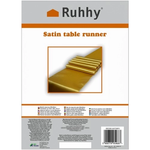 Gouden satijnen tafelloper 900x36 cm