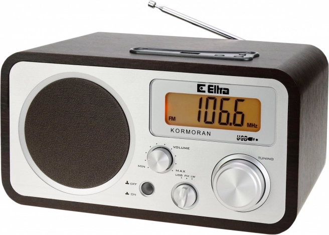 Radio Kormoran FM/LW mit USB, braunes Holz