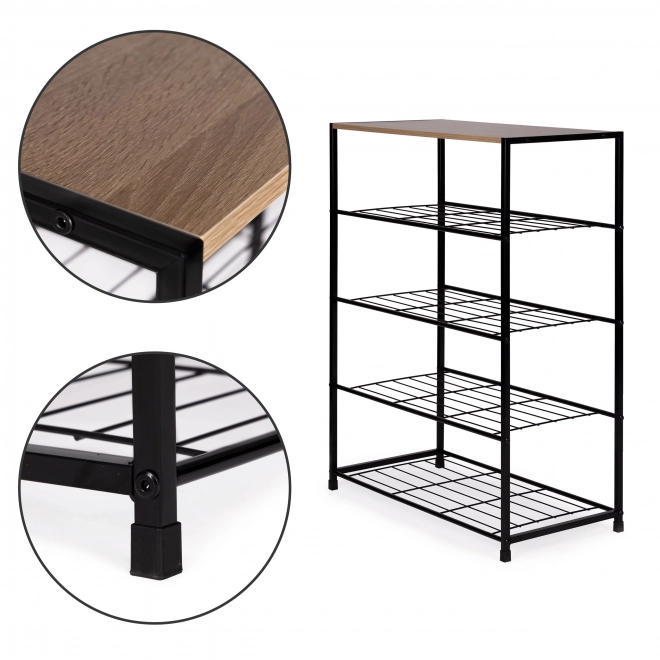 Wooden Shoe Cabinet with Metal Shelf
