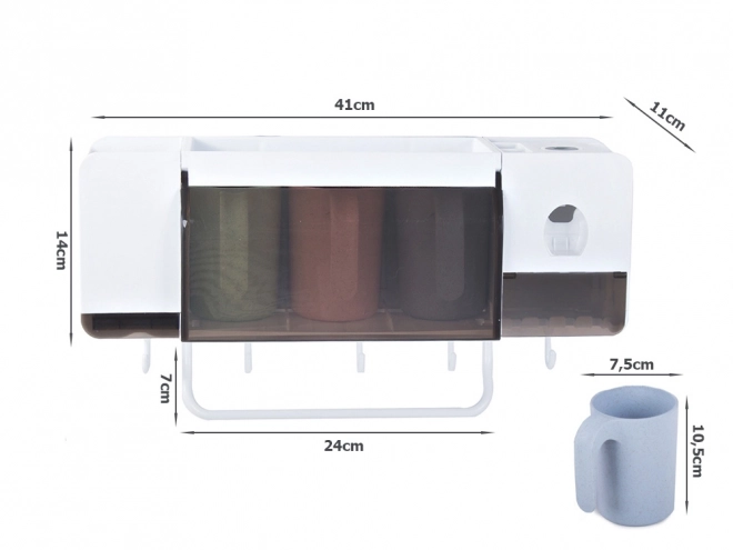 Organizer voor de badkamer met tandpastadispenser