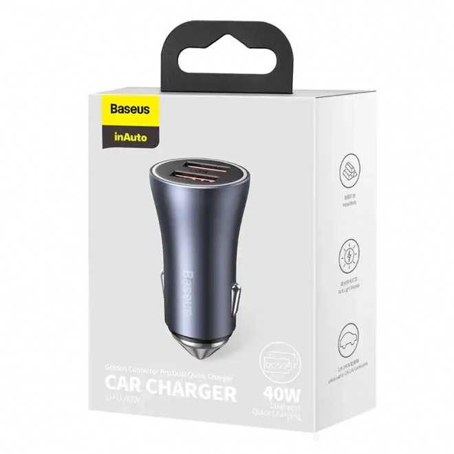 Baseus 40W Car Charger with Two USB Ports