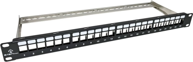 Modulares 1U-Patchpanel, leer, 24 Ports für Keystone