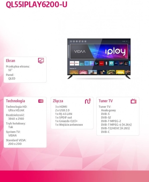 QLED TV 55" IPLAY 6200