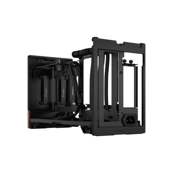 Elegante zwarte computerset met houten basis