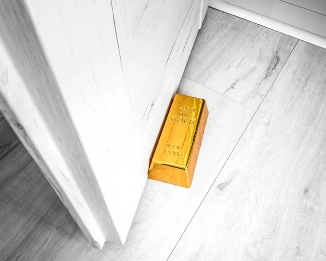 Door Stop in the Shape of a Gold Bar