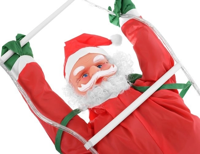 Weihnachtsmann auf LED-Leiter – mehrfarbig, 120 cm