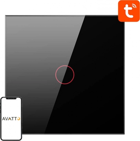 Interrupteur intelligent pour éclairage ZigBee Avatto 1 bouton noir