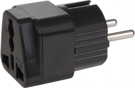 Adaptateur de prise UK vers fiche EU universel noir