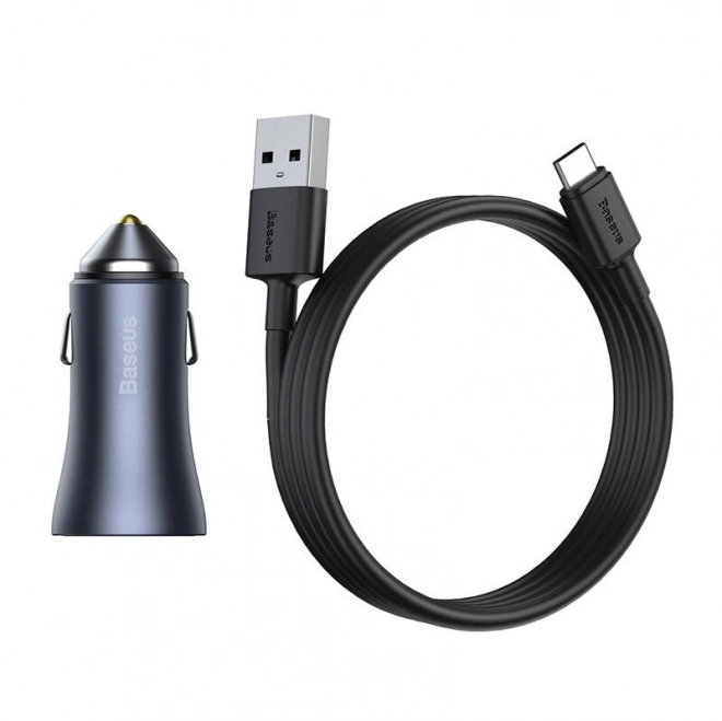 Baseus Car Charger with Dual USB and USB-C Cable