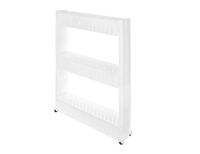 Étagère mobile de cuisine ou de salle de bain sur roulettes blanche