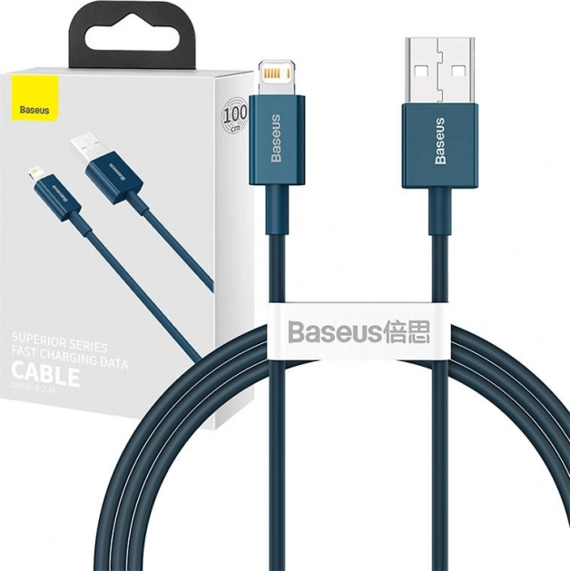 Baseus USB–Lightning-kabel 1 m 2,4 A blauw