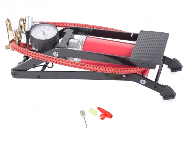 Einzylinder-Fußpumpe fürs Auto mit Manometer