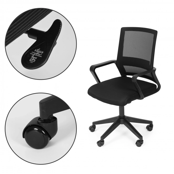 Chaise de bureau, pivotante, profilée, hauteur réglable, noire, ModernHome