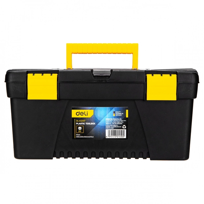 Boîte à outils en plastique Deli 15'' jaune‑noir