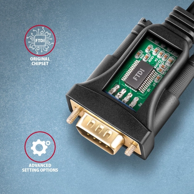 Adapter USB 2.0 to RS-232 with Serial Port, 1.5m Cable, FTDI Chip