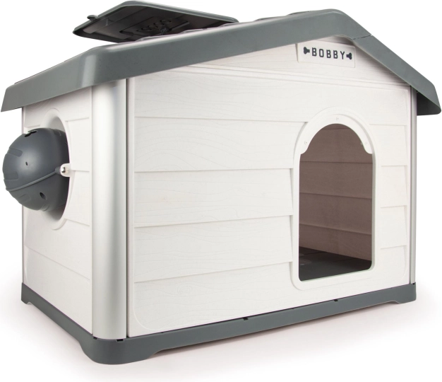 Loboo SMARTKAVE anthrazitfarbenes Haus für Hunde und Katzen mit Satteldach