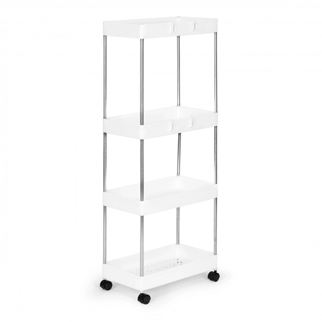 Plastic badkamer rek met 4 planken en wielen