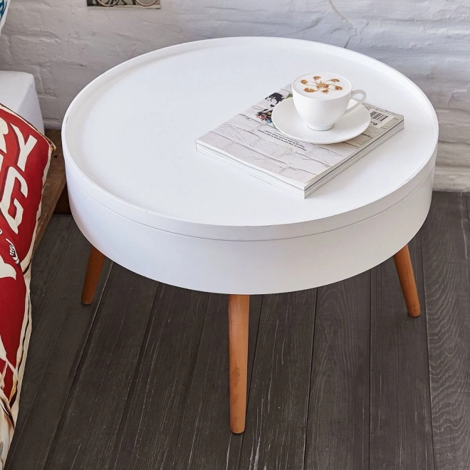 Ronde salontafel met opbergruimte 60 cm