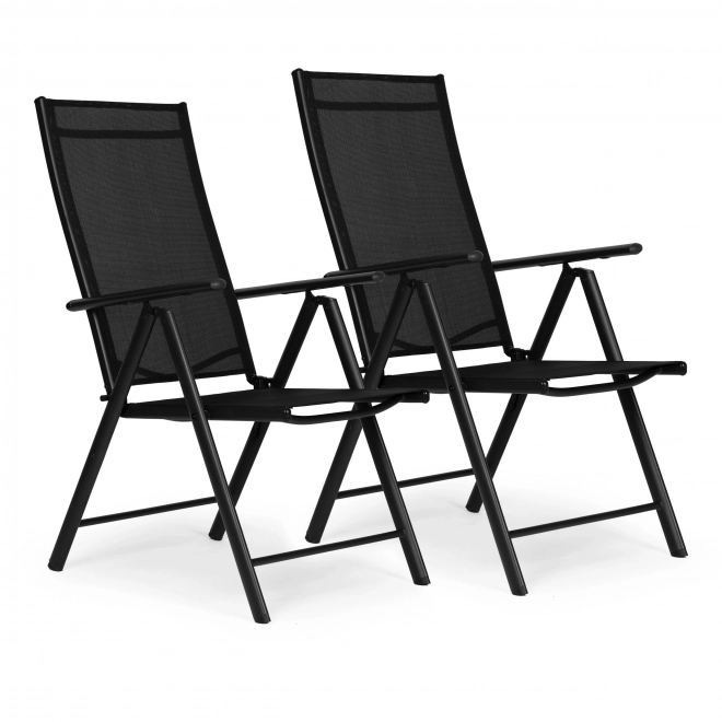 Set van 2 opvouwbare stalen tuinstoelen met verstelbare rugleuning ModernHome - zwart