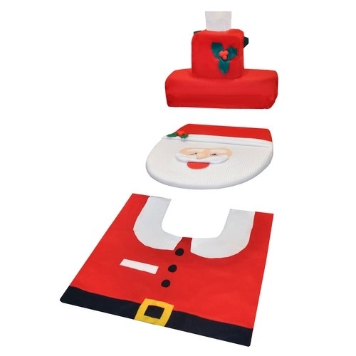 Kerst toilet hoes met tapijt Ruhhy 22360