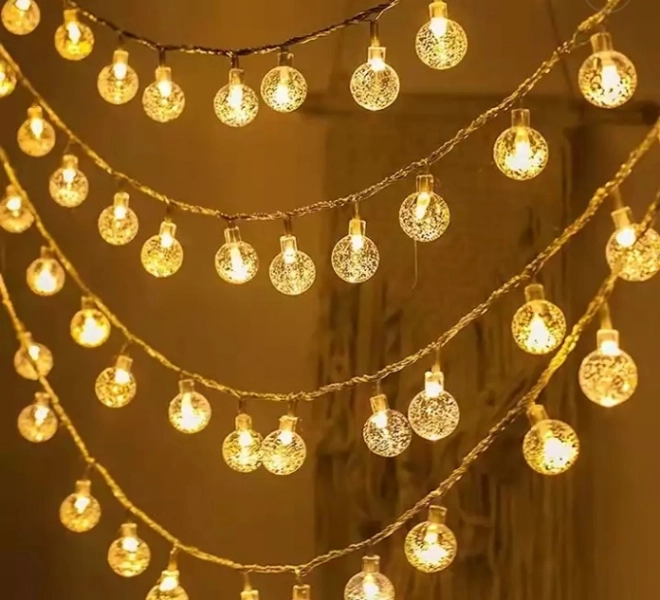 Warm White 100 LED Globe String Lights 10m