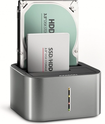 USB‑C‑Dockingstation 5 Gbit/s für 2× SATA 2,5"/3,5" SSD/HDD mit Klonfunktion