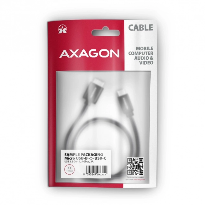 Câble Micro-B USB vers USB-C 3.2 Gen 1 1m 3A ALU PVC