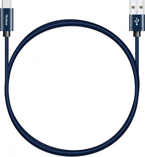 Textil-USB-A 2.0 / USB‑C Kabel 2 m – Schnellladen 3 A und Datenübertragung 480 Mb/s
