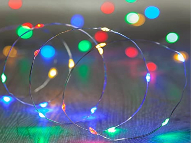 Veelgekleurde kerst LED-lampen met batterijen 10m