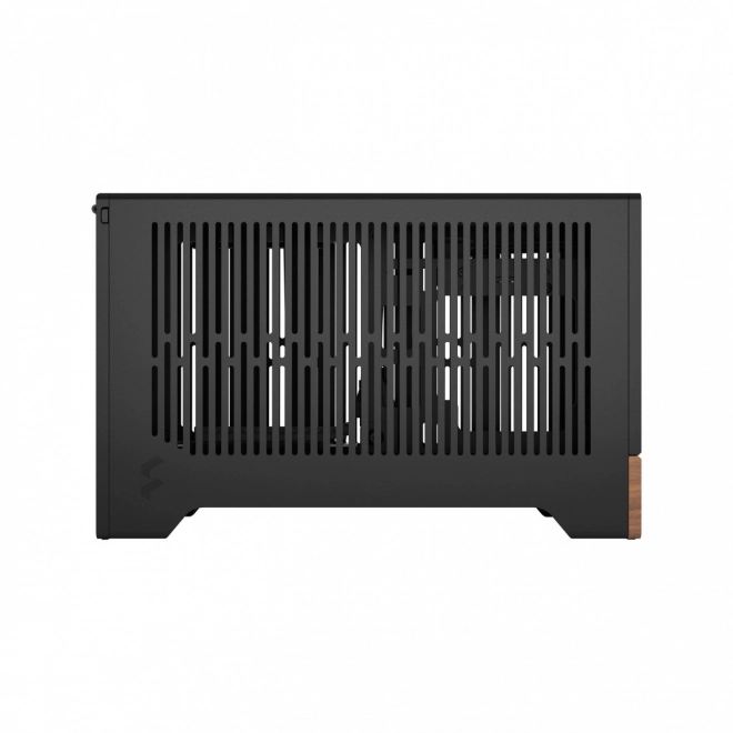 Elegante zwarte computerset met houten basis