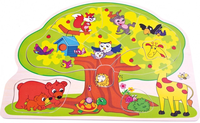 Bino Wooden Puzzle Board Happy Animals