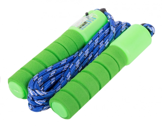 Green jump rope with digital counter for fitness