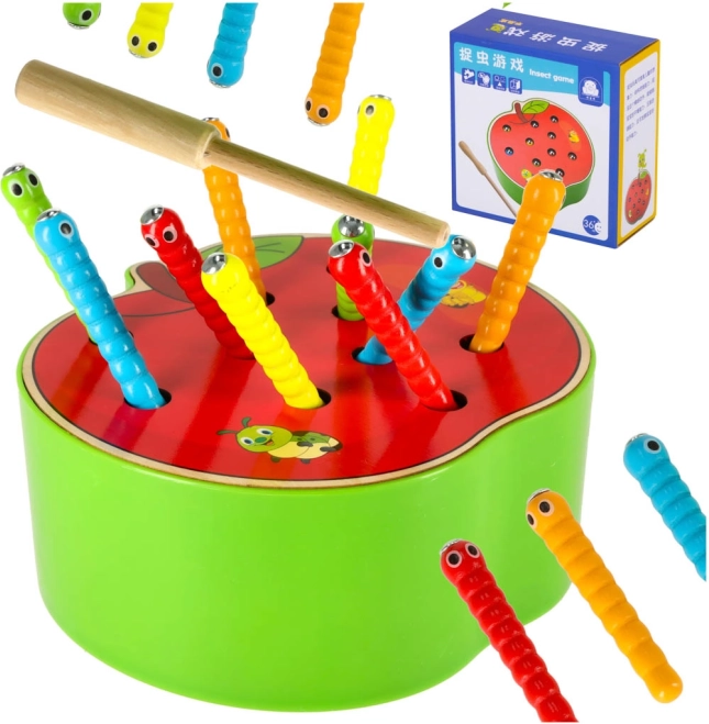 Magnetisch motoriekspel voor kinderen – vang de rups – Appel