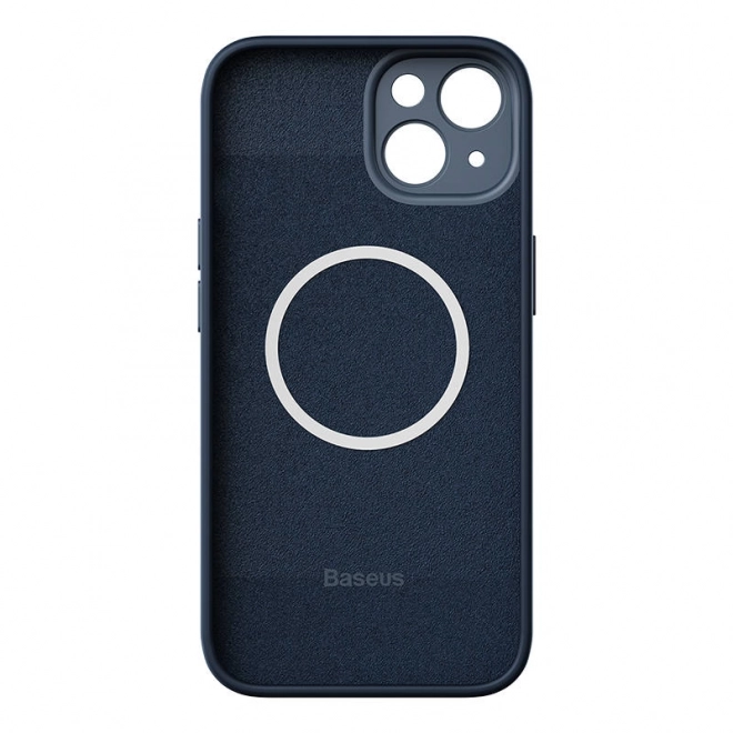 Magnetische hoes en set gehard glas voor iPhone 14 Plus - Baseus Liquid Silica blauw